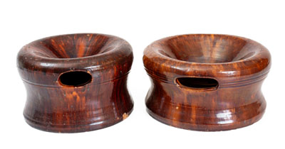 Two Glazed Redware Spittoons, Stamped JOHN W. BELL / Waynesboro, Pa., c1880