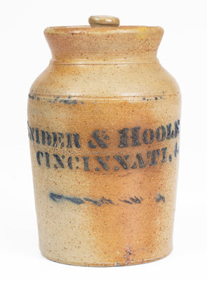 Unusual SNIDER & HOOLE / CINCINNATI, Ohio Stoneware Jar