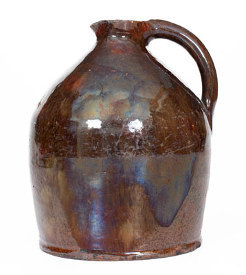 Unusual Glazed New England Redware Syrup Jug