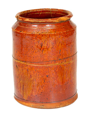 Exceedingly Rare and Important Redware Jar: 