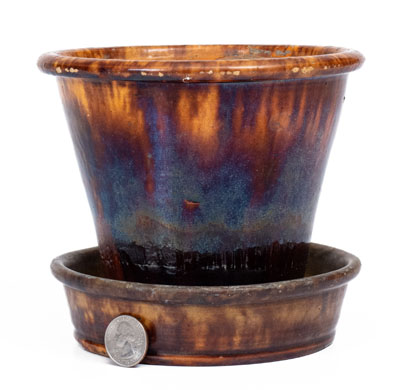 Rare UPTON M. BELL / Waynesboro, Pa. Redware Flowerpot, circa 1895