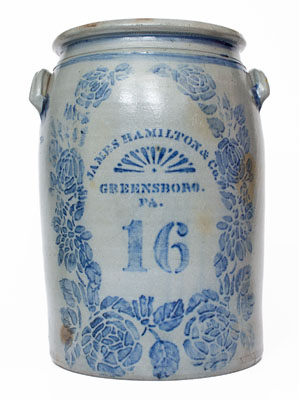 Outstanding 16-Gallon James Hamilton & Co. / Greensboro, PA Stoneware Jar