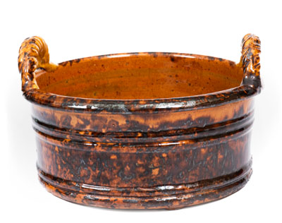 JOHN BELL (Waynesboro, Pennsylvania) Redware Rope-Handled Butter Tub