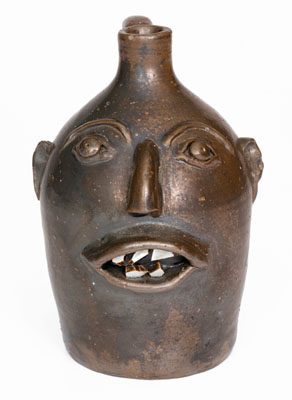 BROWN POTTERY (Arden, North Carolina) Stoneware Face Jug, c1930