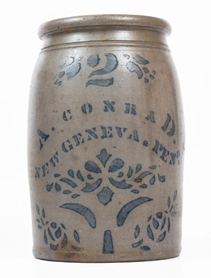 Two-Gallon A. CONRAD / NEW GENEVA, PA Stoneware Jar, circa 1875