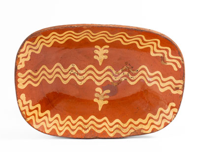 Redware Loaf Dish w/ Slip Decoration, PA origin, second quarter 19th century