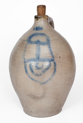 Unusual Stoneware Jug w/ Stylized Cobalt Decoration, Northeastern U.S. origin, circa 1825