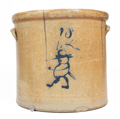 Scrace 12 Gal. Ohio Stoneware Crock w/ Marching Man Decoration