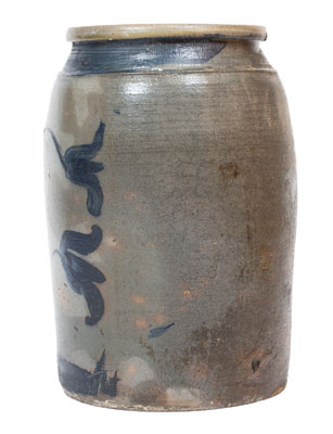 2 Gal. Western PA Stoneware Jar w/ Freehand Floral Decoration