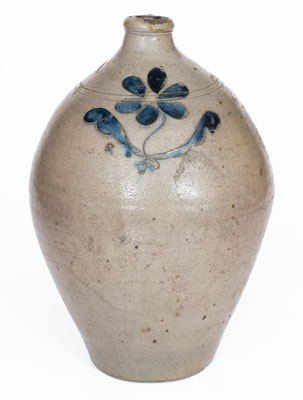 New York State Stoneware Jug w/ Incised Floral Decoration, early 19th century