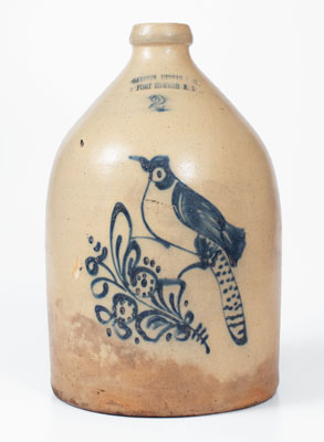 HAXSTUN, OTTMAN & CO. / FORT EDWARD, NY Stoneware Bird Jug