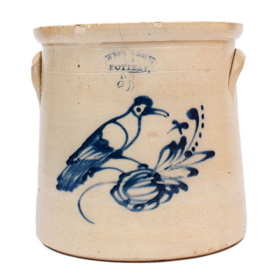 3 Gal. WEST TROY / NY / POTTERY Stoneware Crock w/ Bird Decoration