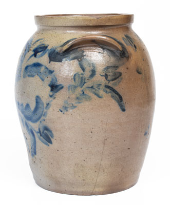 Baltimore, MD Stoneware Jar w/ Elaborate Floral Decoration, attrib. David Parr