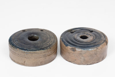 Two Cobalt-Decorated Stoneware Inkwells, Northeastern U.S., first quarter 19th century