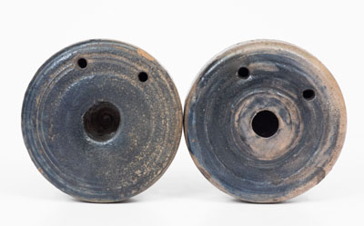 Two Cobalt-Decorated Stoneware Inkwells, Northeastern U.S., first quarter 19th century