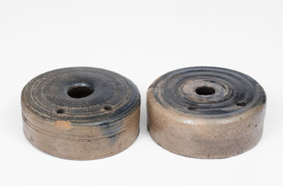 Two Cobalt-Decorated Stoneware Inkwells, Northeastern U.S., first quarter 19th century