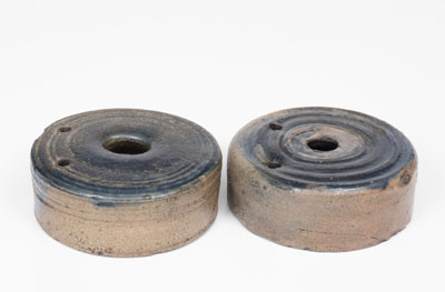 Two Cobalt-Decorated Stoneware Inkwells, Northeastern U.S., first quarter 19th century