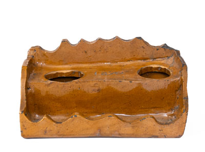 Glazed American Redware Inkstand, Dated 1870