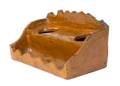 Glazed American Redware Inkstand, Dated 1870