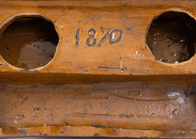 Glazed American Redware Inkstand, Dated 1870