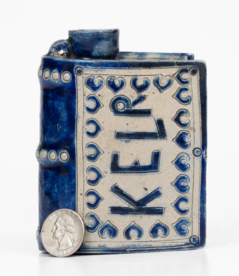 Rare Cobalt-Decorated Stoneware Book Flask, Westerwald, Germany, 19th century