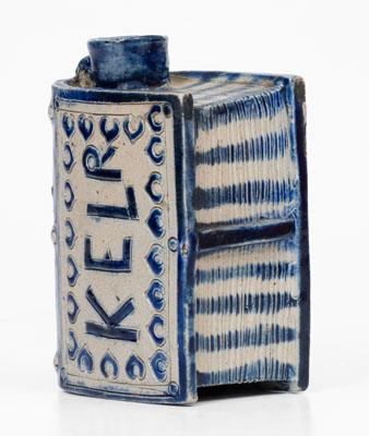 Rare Cobalt-Decorated Stoneware Book Flask, Westerwald, Germany, 19th century