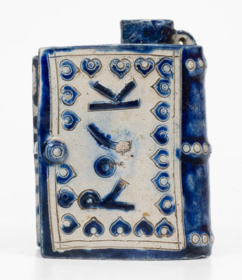 Rare Cobalt-Decorated Stoneware Book Flask, Westerwald, Germany, 19th century