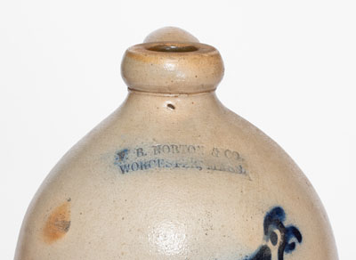 One-Gallon F.B. NORTON & CO. / WORCESTER, MASS. Stoneware Jug w/ Cobalt Bird Design