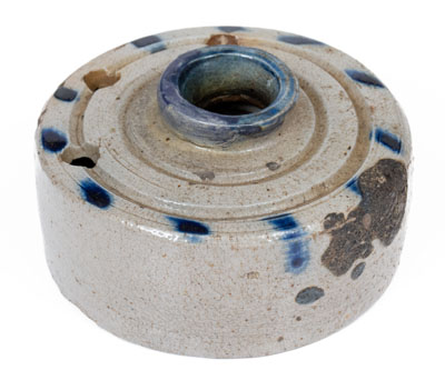 Cobalt-Decorated Stoneware Inkwell, Northeastern U.S. origin, mid 19th century