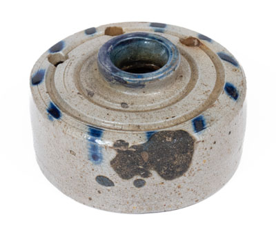 Cobalt-Decorated Stoneware Inkwell, Northeastern U.S. origin, mid 19th century