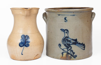 Two Pieces of Cobalt-Decorated Stoneware, Northeastern U.S. origin, c1870-80