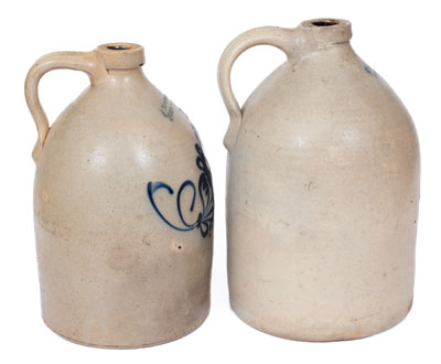 Two Cobalt-Decorated New England Stoneware Jugs