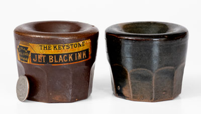Lot of Two: J. C. BLAIR / HUNTINGDON, PA "Jet Black Ink" Stoneware Inkwells