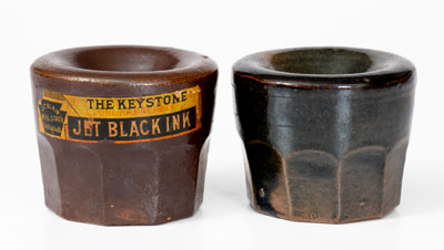 Lot of Two: J. C. BLAIR / HUNTINGDON, PA "Jet Black Ink" Stoneware Inkwells