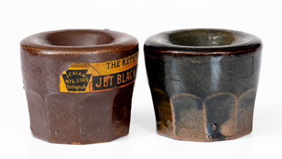 Lot of Two: J. C. BLAIR / HUNTINGDON, PA "Jet Black Ink" Stoneware Inkwells