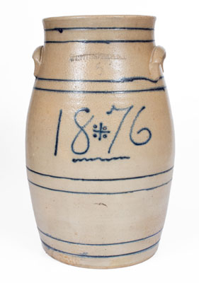 6 Gal. WHITES UTICA, NY Stoneware Churn Dated "1876"