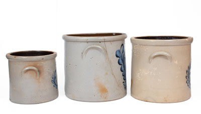 Lot of Three: Stoneware Crocks with Elaborate Cobalt Dates