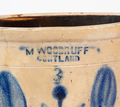 Three-Gallon M WOODRUFF / CORTLAND, New York Stoneware Crock