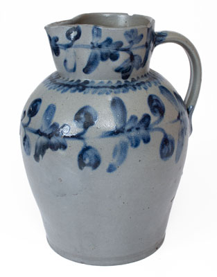 Fine 2 Gal. Stoneware Pitcher w/ Elaborate Floral Decoration att. Henry Remmey, Philadelphia