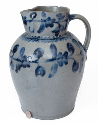 Fine 2 Gal. Stoneware Pitcher w/ Elaborate Floral Decoration att. Henry Remmey, Philadelphia