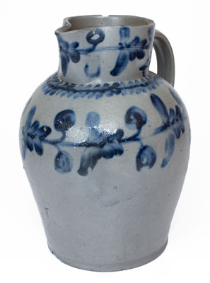 Fine 2 Gal. Stoneware Pitcher w/ Elaborate Floral Decoration att. Henry Remmey, Philadelphia