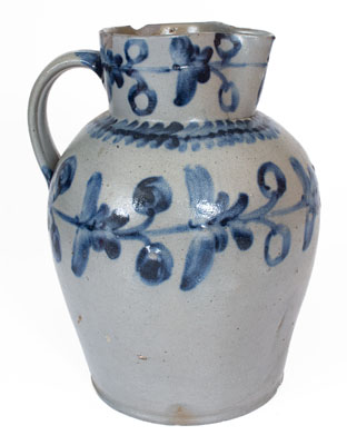 Fine 2 Gal. Stoneware Pitcher w/ Elaborate Floral Decoration att. Henry Remmey, Philadelphia