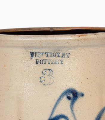 Three-Gallon WEST TROY, NY POTTERY Stoneware Bird Jar