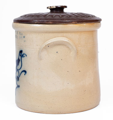 One-Gallon J. NORTON & CO. / BENNINGTON, VT Stoneware Bird Crock, c1860