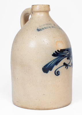 One-Gallon J. NORTON & CO. / BENNINGTON, VT Stoneware Bird Jug, c1860