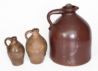 Three Stoneware Jugs, Northeastern U.S. origin, 19th century