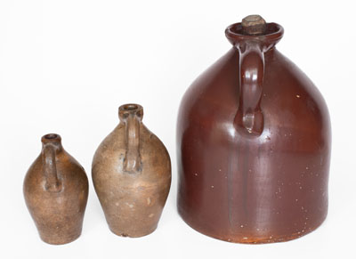 Three Stoneware Jugs, Northeastern U.S. origin, 19th century