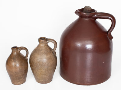 Three Stoneware Jugs, Northeastern U.S. origin, 19th century