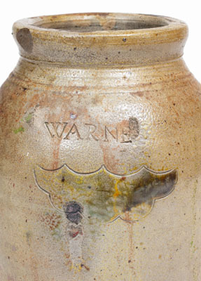 Scarce WARNE Stoneware Jar, South Amboy, New Jersey, early 19th century