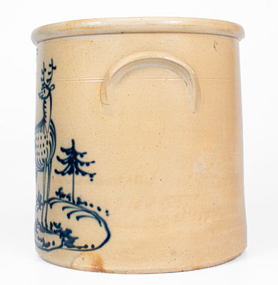 Exceptional Six-Gallon J. & E. NORTON / BENNINGTON, VT Crock w/ Elaborate Stag and Doe Scene